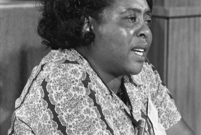 Fannie Lou Hamer, Mississippi Freedom Democratic Party delegate, at the Democratic National Convention, Atlantic City, New Jersey, August 1964. Warren K. Leffler / Library of Congress
