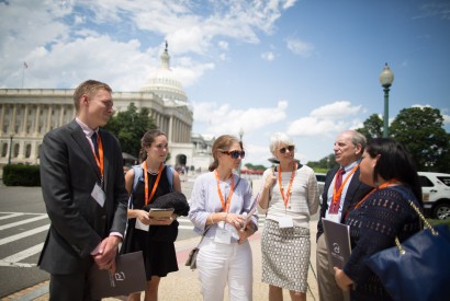 Board member Vic Adamo, second from right, and Bread members from Alabama preparing to visit their member of Congress at Lobby Day 2016. Bread for the World photo. 