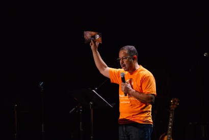 Bishop Jose Garcia, director of church relations at Bread for the World, preaching at the culmination of El Camino - an event to highlight our nation's immigration crisis, Tarren Munoz for Bread for the World.