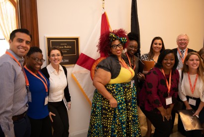 Tiffany Kelley, center, with Bread activists from Florida during the 2018 Advocacy Summit and Lobby Day. Howard Wilson for Bread for the World.