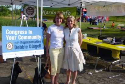 Barbara Fichtenberg, left, a Bread for the World member, meets with U.S. Rep. Debbie Dingell (D-Mich.-12). Photo courtesy of Barbara Fichtenberg