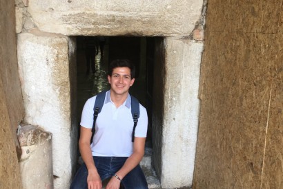 Esteban Garcia in front of one of the entrances to the Church of the Nativity in Bethlehem. Photo courtesy of Esteban Garcia.