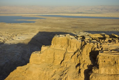 Masada is a rugged natural fortress in the Judaean Desert in Israel overlooking the Dead Sea. Wikimedia Commons.