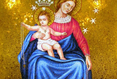 A mosaic depicting Mary and the Christ child at the Basilica of the National Shrine of the Immaculate Conception in Washington, D.C., the patronal church of the U.S. Beechwood Photography/Flickr.