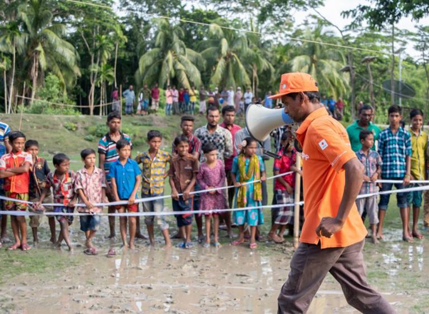 “I volunteer because I can save people’s lives,” said Aslam Hossain during a July 2019 cyclone simulation drill in South Khali. Brad Zerivitz/American Red Cross