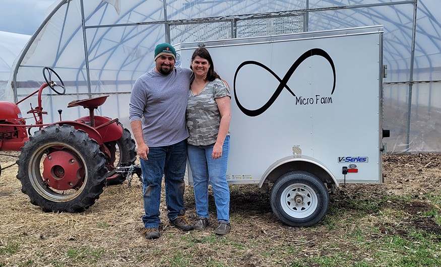 Brice and Nikki Mosher own and operate Infinity Microfarm, a five-acre farm in Missaukee County in the northern part of Michigan’s lower peninsula. Photo courtesy of Infinity Microfarm