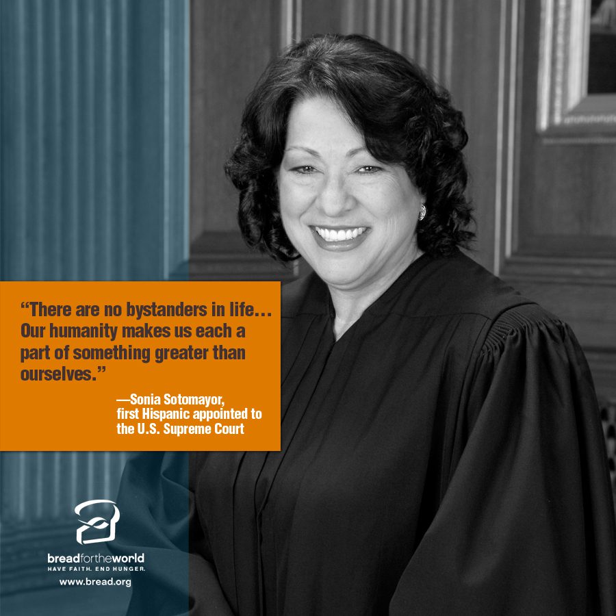 Sonia Sotomayor. Design by Leslie Carlson for Bread for the World.