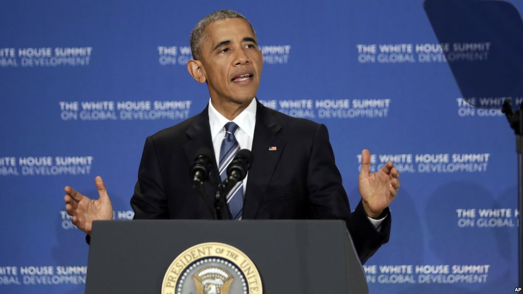 President Obama speaks at White House Summit on Global Development.