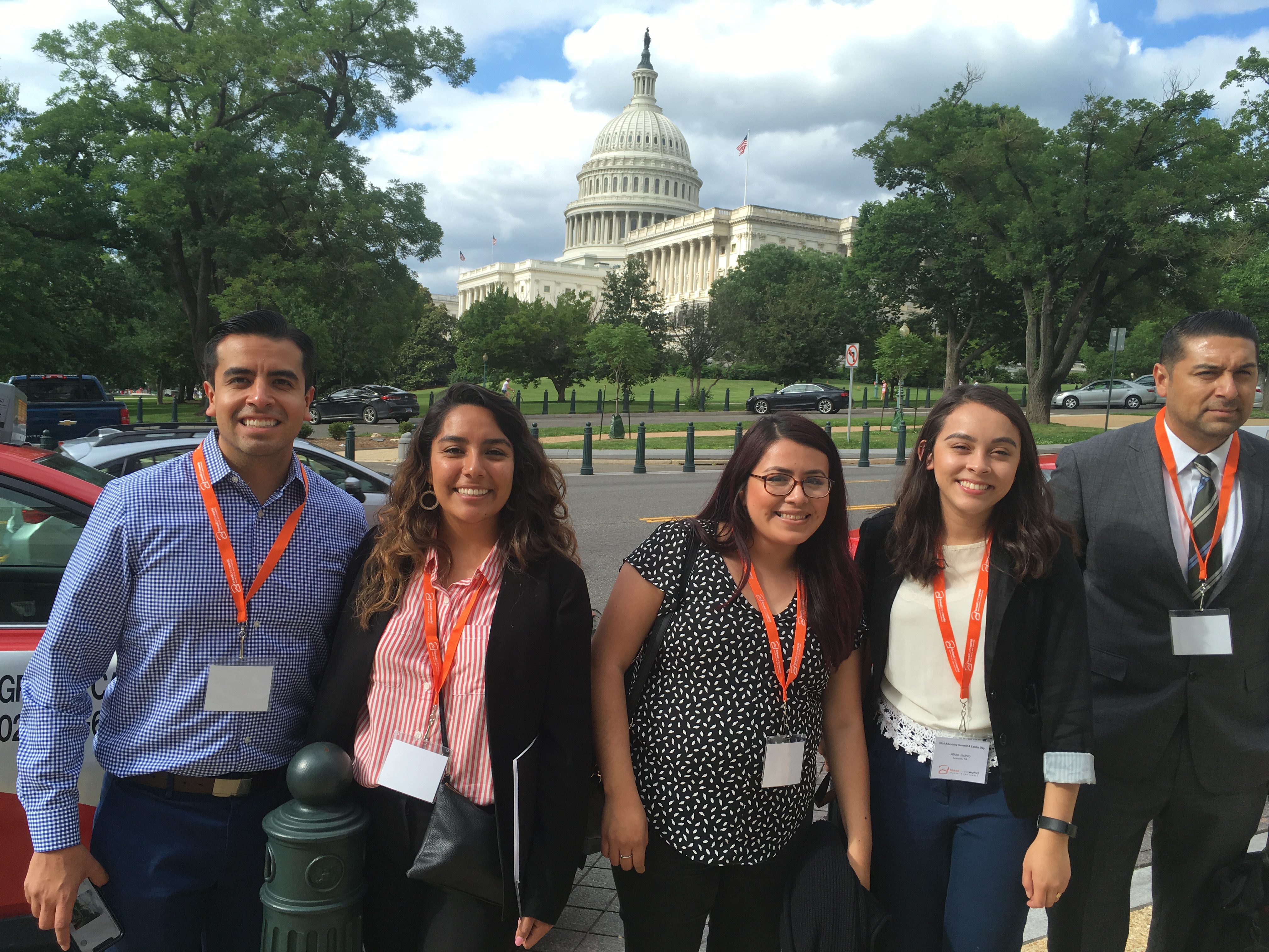 Justino Moreno, far left, with other Bread activists during the 2018 Advocacy Summit and Lobby Day.