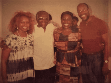Rev. Dr. Angelique Walker-Smith, left, Archbishop Desmond Tutu, his wife, Nomalizo Leah Tutu, and Willis Logan, far right, at the Assembly of the All Africa Conference of Churches (AACC) in Lomé, Togo. Photo courtesy of Rev. Angelique Walker-Smith.